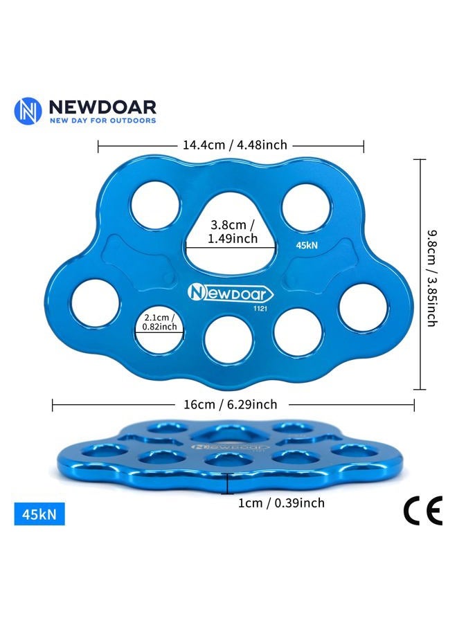 Newdoar Descender Plate 45KN Paw Rigging Plate 8 Holes Rock Climbing Gear (8 holes/45KN Blue) - Image 2